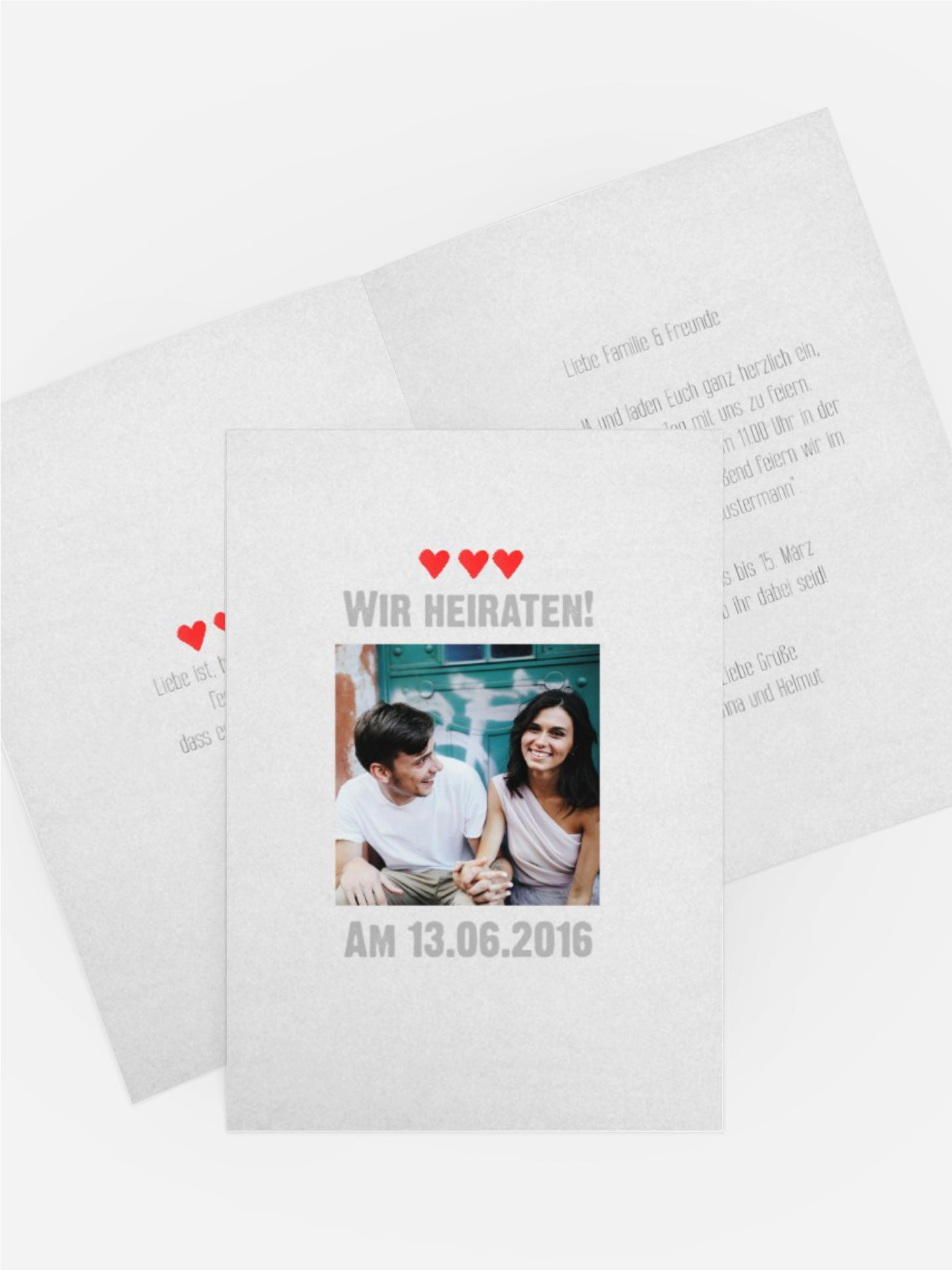 Hochzeitskarte Vintage Herzen