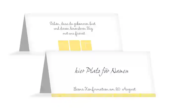 Tischkarte Konfirmation White