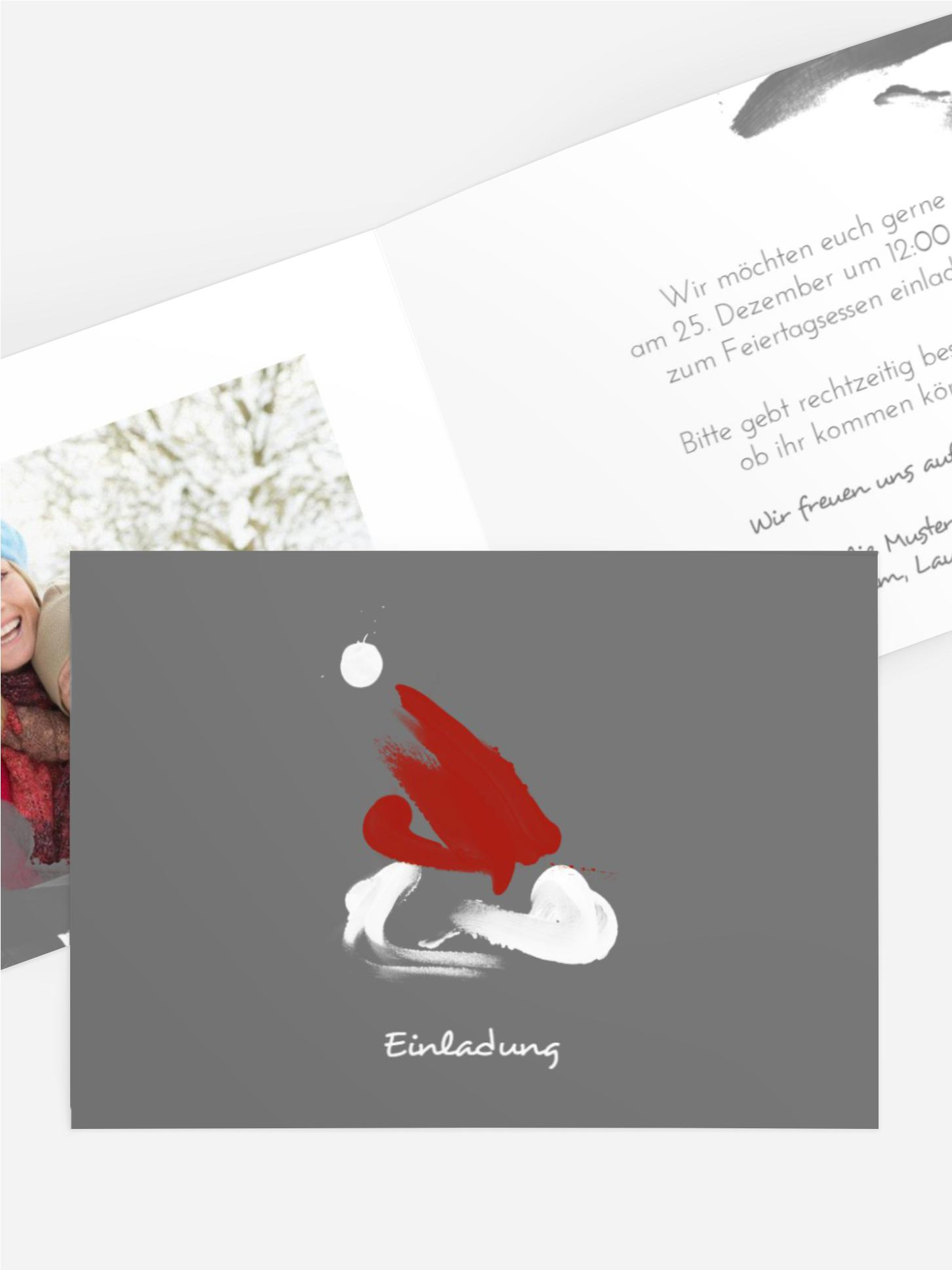 Weihnachts Einladungskarte privat Farbenmütze