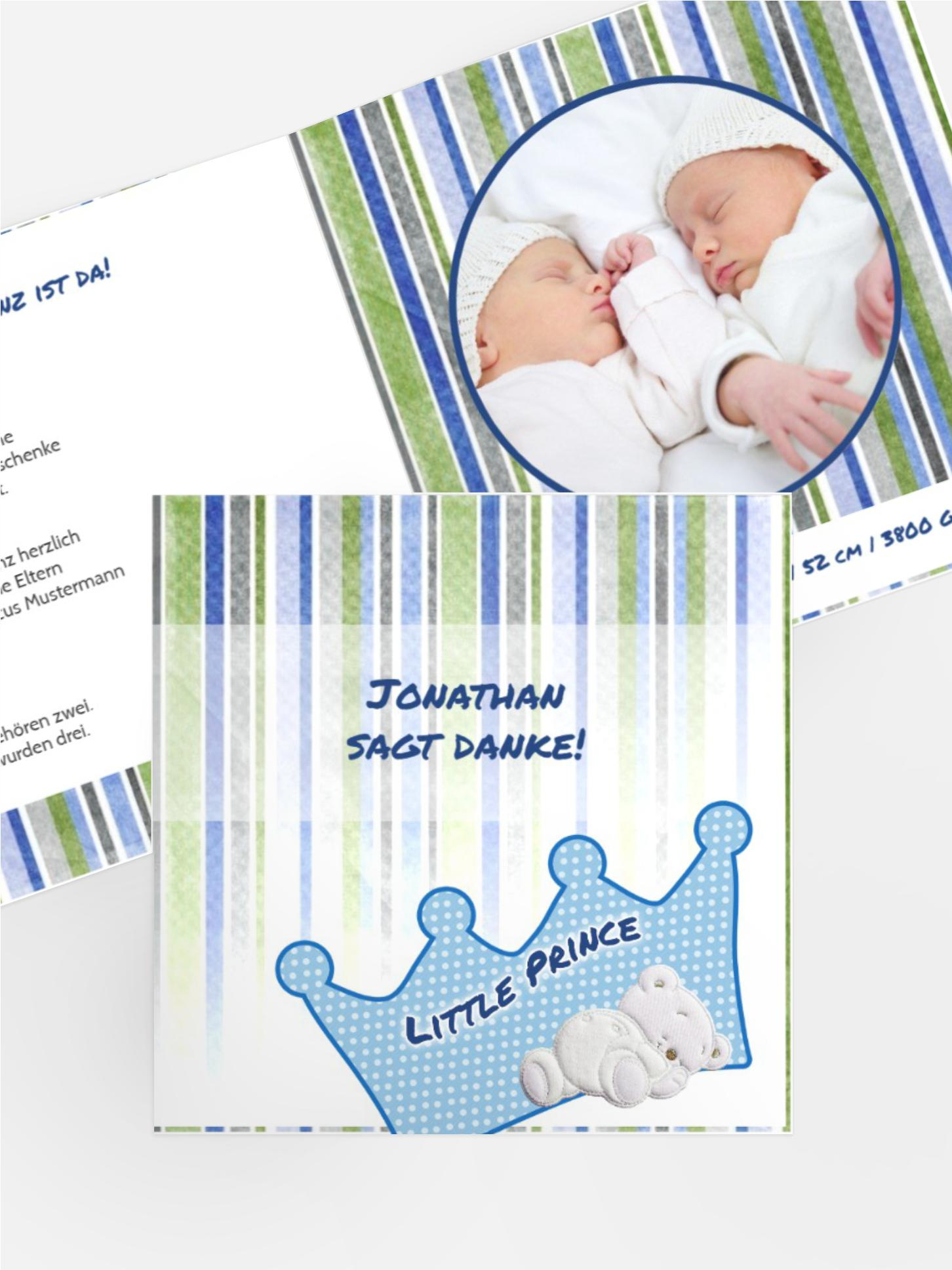 Geburt Dankeskarte Krone