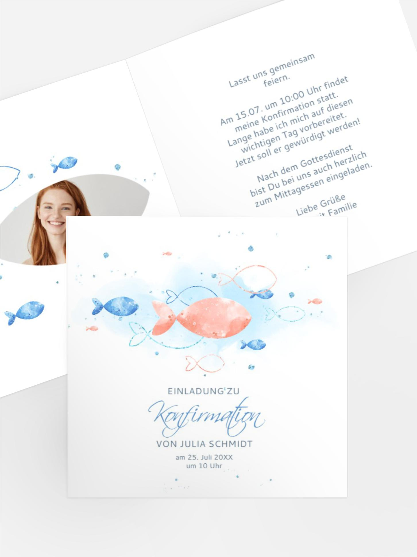 Einladungskarte Kommunion Heiliger Fisch