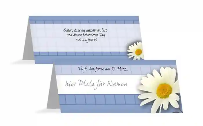 Tischkarte Taufe Margeriten