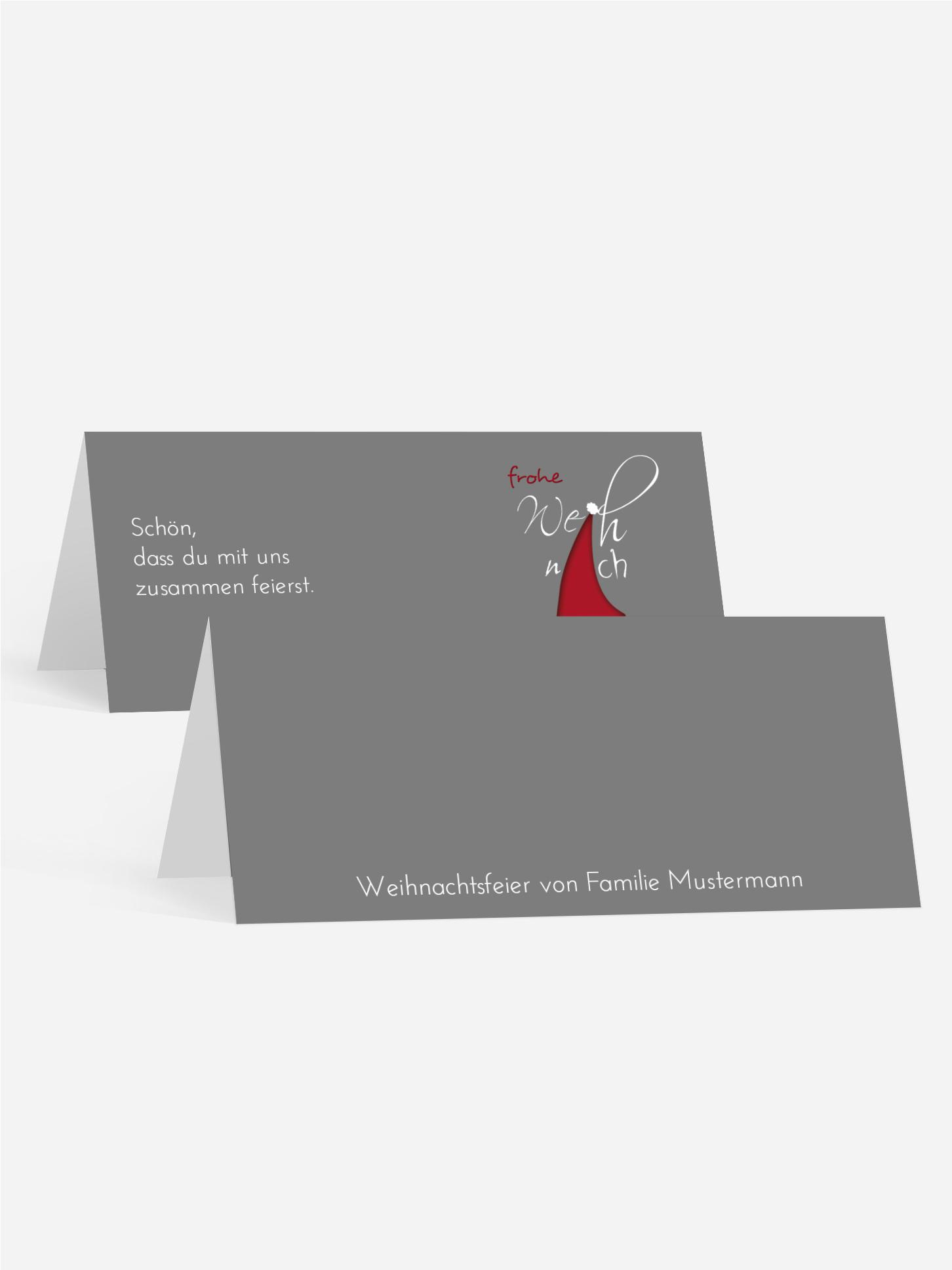 Weihnachts Tischkarte Buchstabenmütze