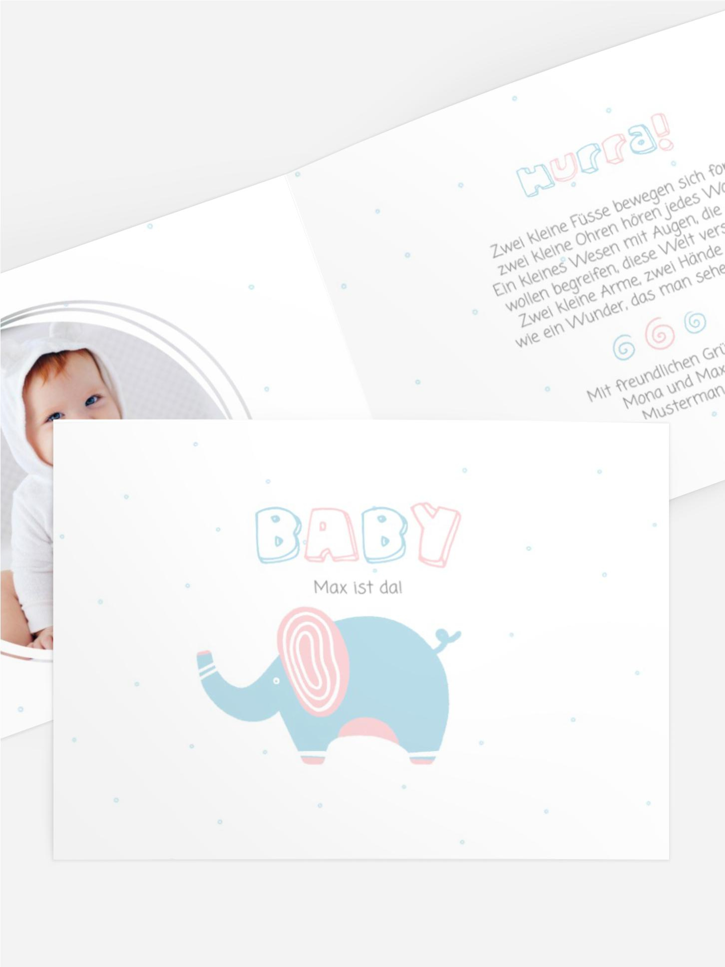 Geburtskarte Kleiner Elefant