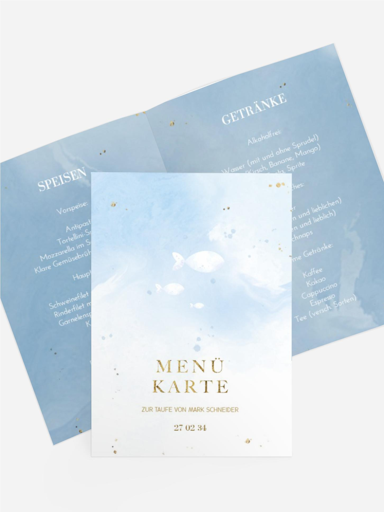 Menükarte Taufe Unterwassermagie