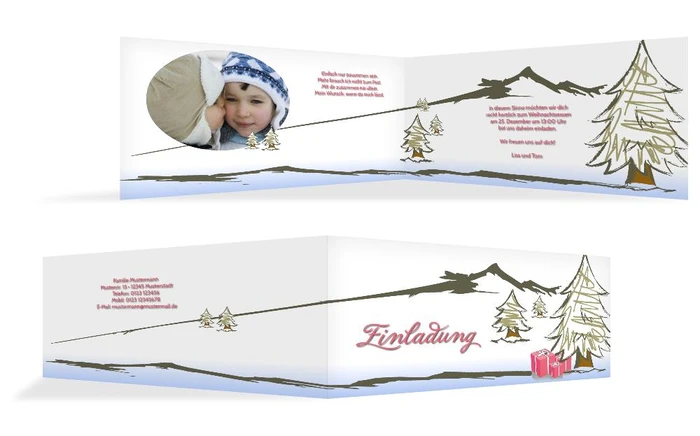 Einladungskarte Privat Weihnachten Scribble