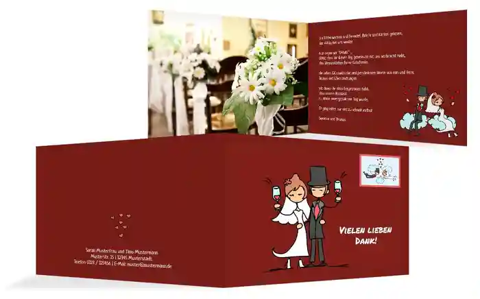 Dankeskarte Comic Brautpaar