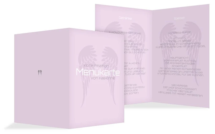 Menükarte Konfirmation Schutzengel Menükarte Konfirmation Schutzengel