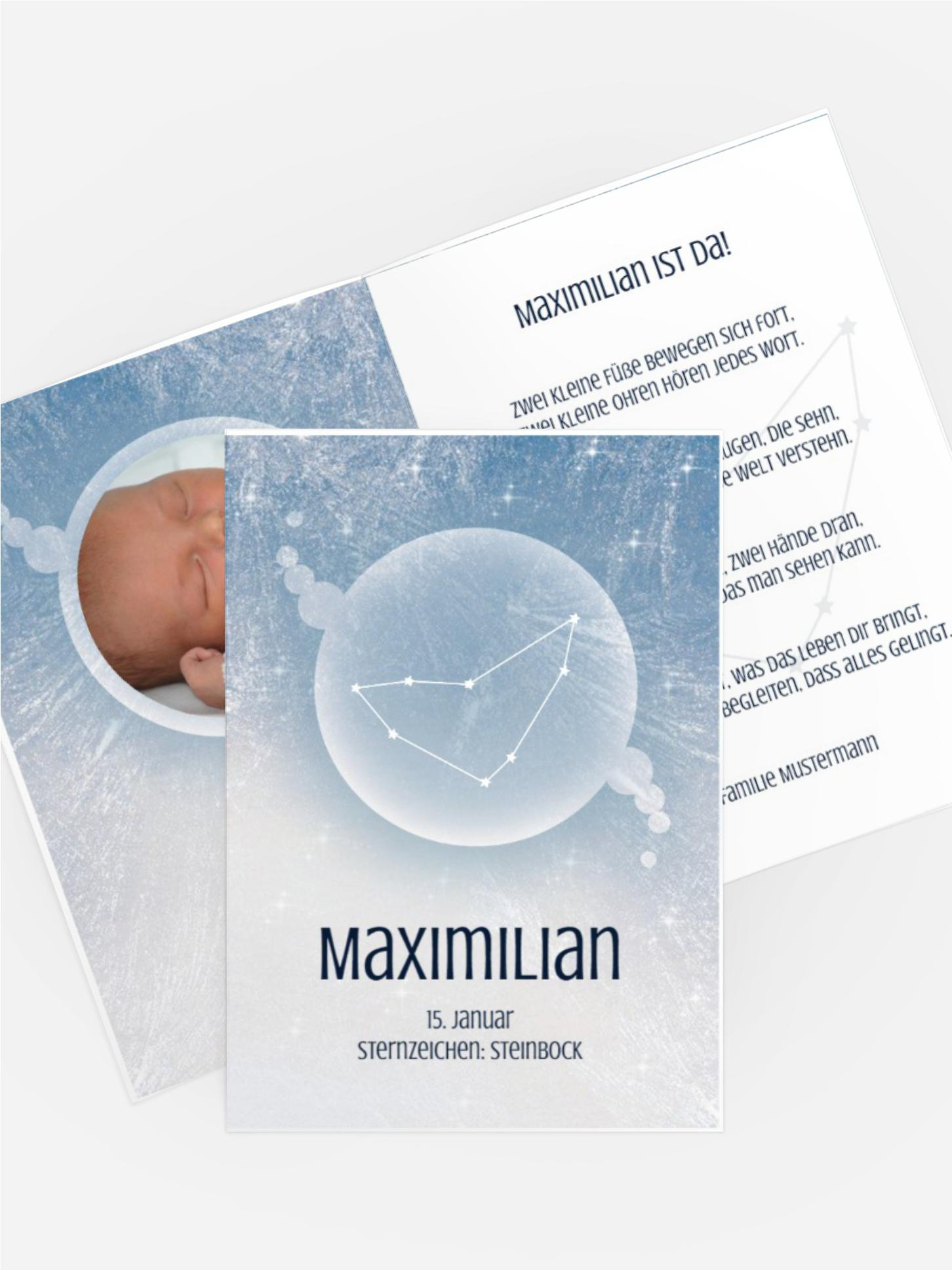 Geburtskarte Sternzeichen Steinbock