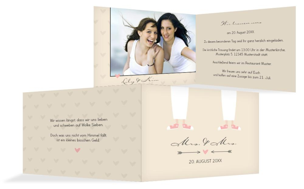 Einladungskarte zur Hochzeit Pärchen - Frauen Einladungskarte zur Hochzeit Pärchen - Frauen