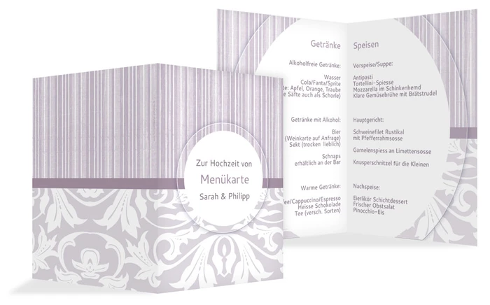 Menükarte Streifenzauber