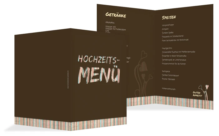 Hochzeitsmenükarte Wir heiraten