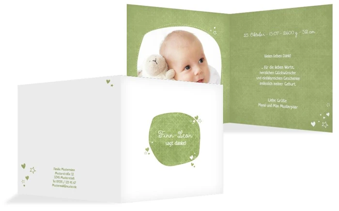 Baby Dankeskarte herzliche Sternchen