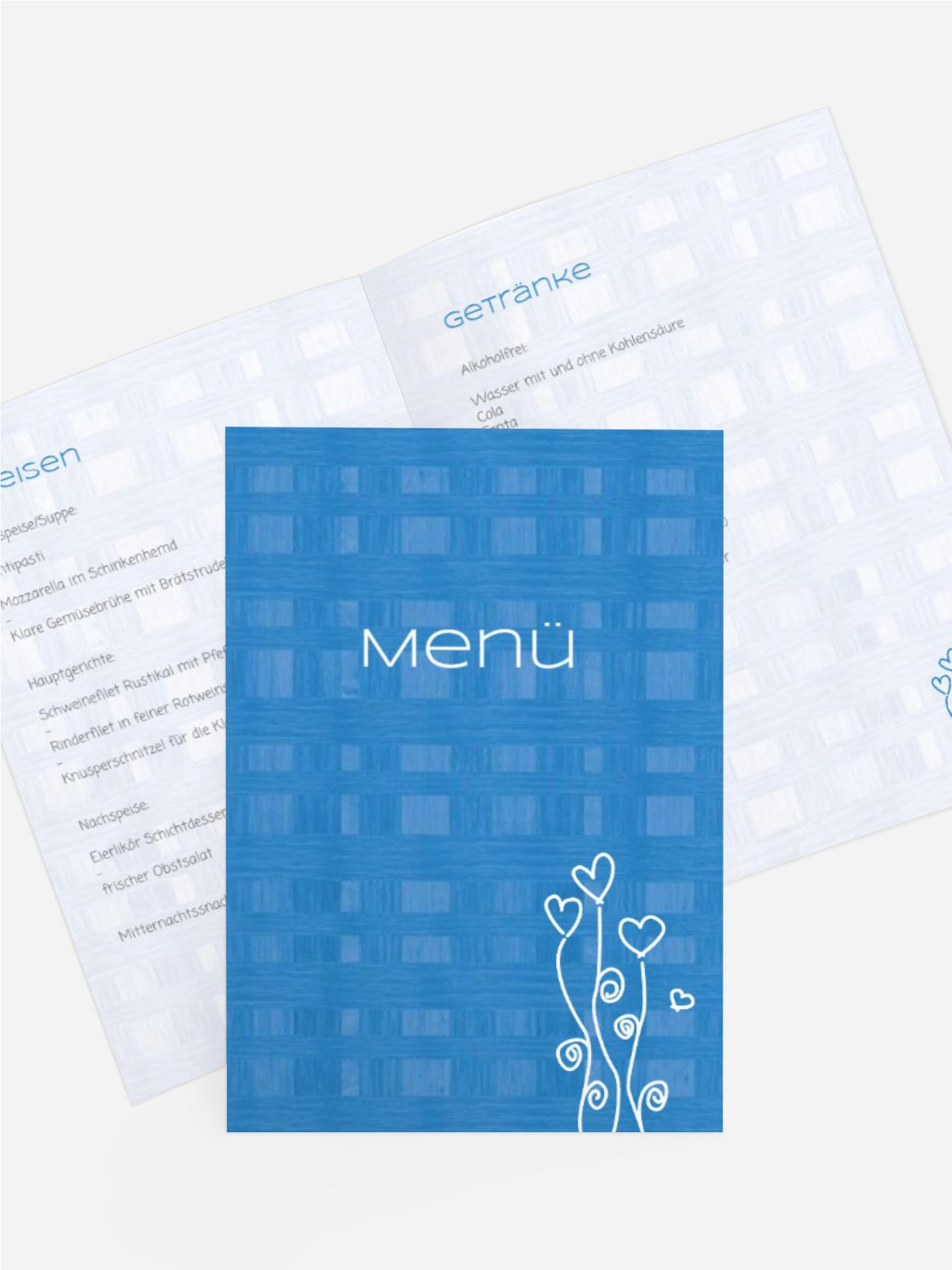 Menükarte zur Hochzeit Liebestraum
