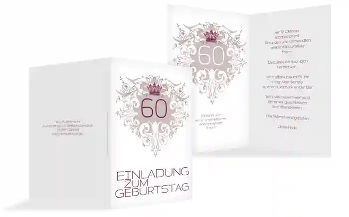 Einladung zum Geburtstag Krone 60