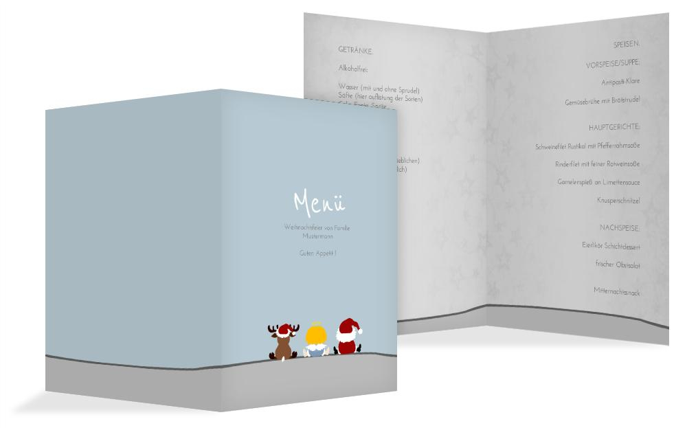 Weihnachts Menükarte Trio