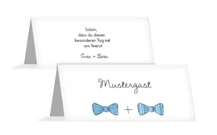 Tischkarte zur Hochzeit Fliegen