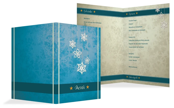 Weihnachtsmenükarte Snowflakes