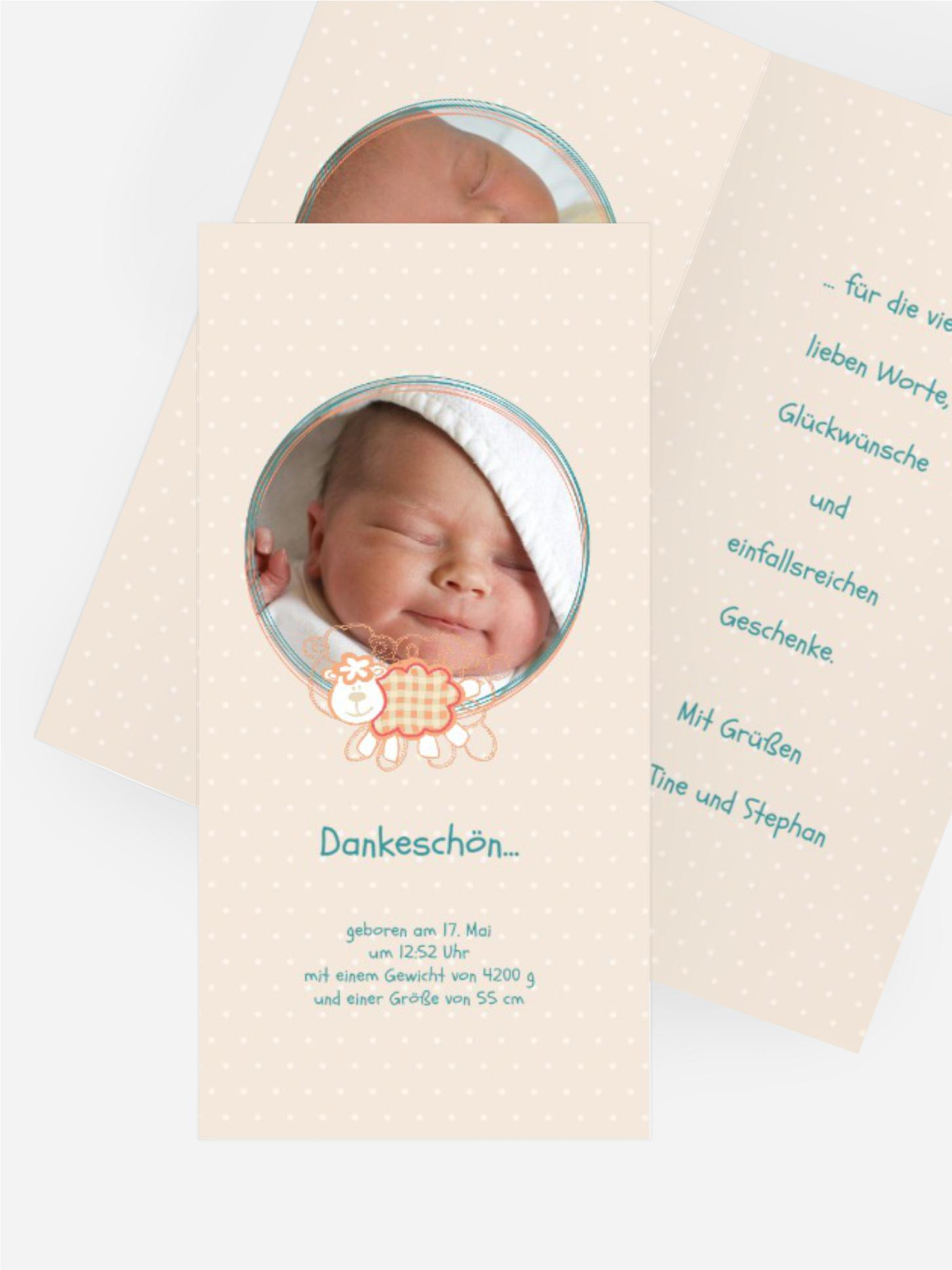 Geburtskarte Danke Schaf