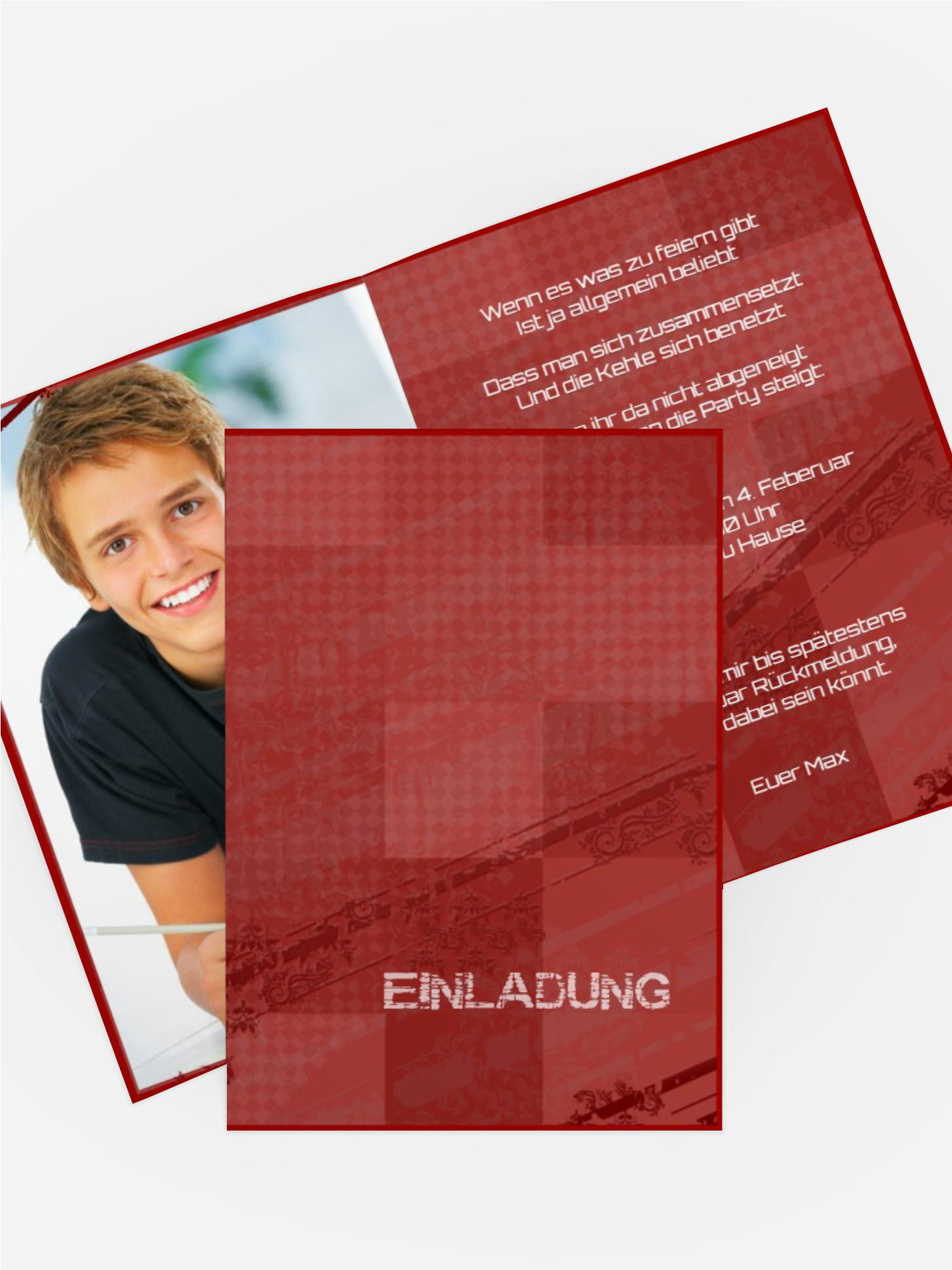 Einladungskarte für Jugendliche farbige Würfel Foto