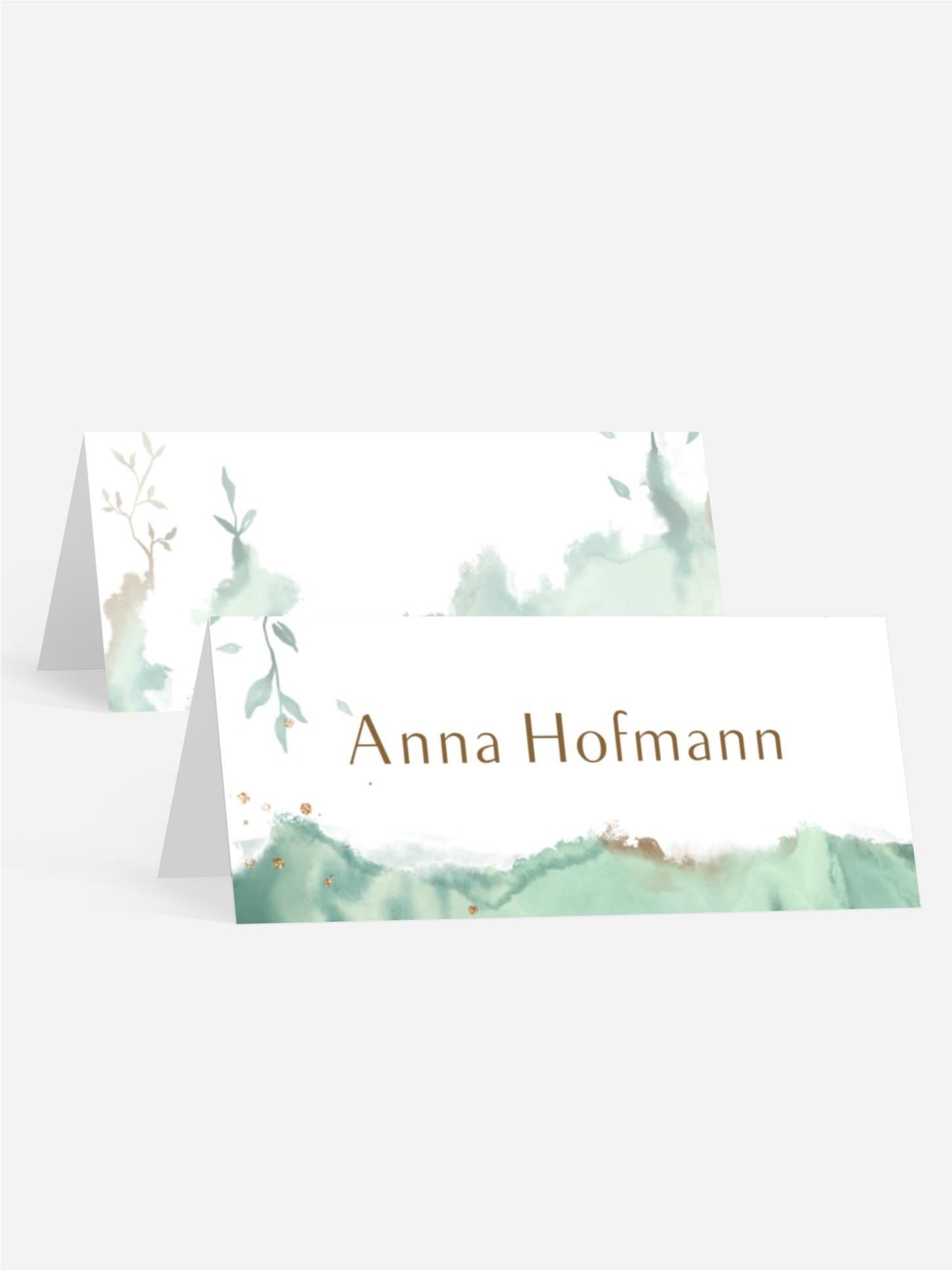 Tischkarte Taufe Aquarell Natur