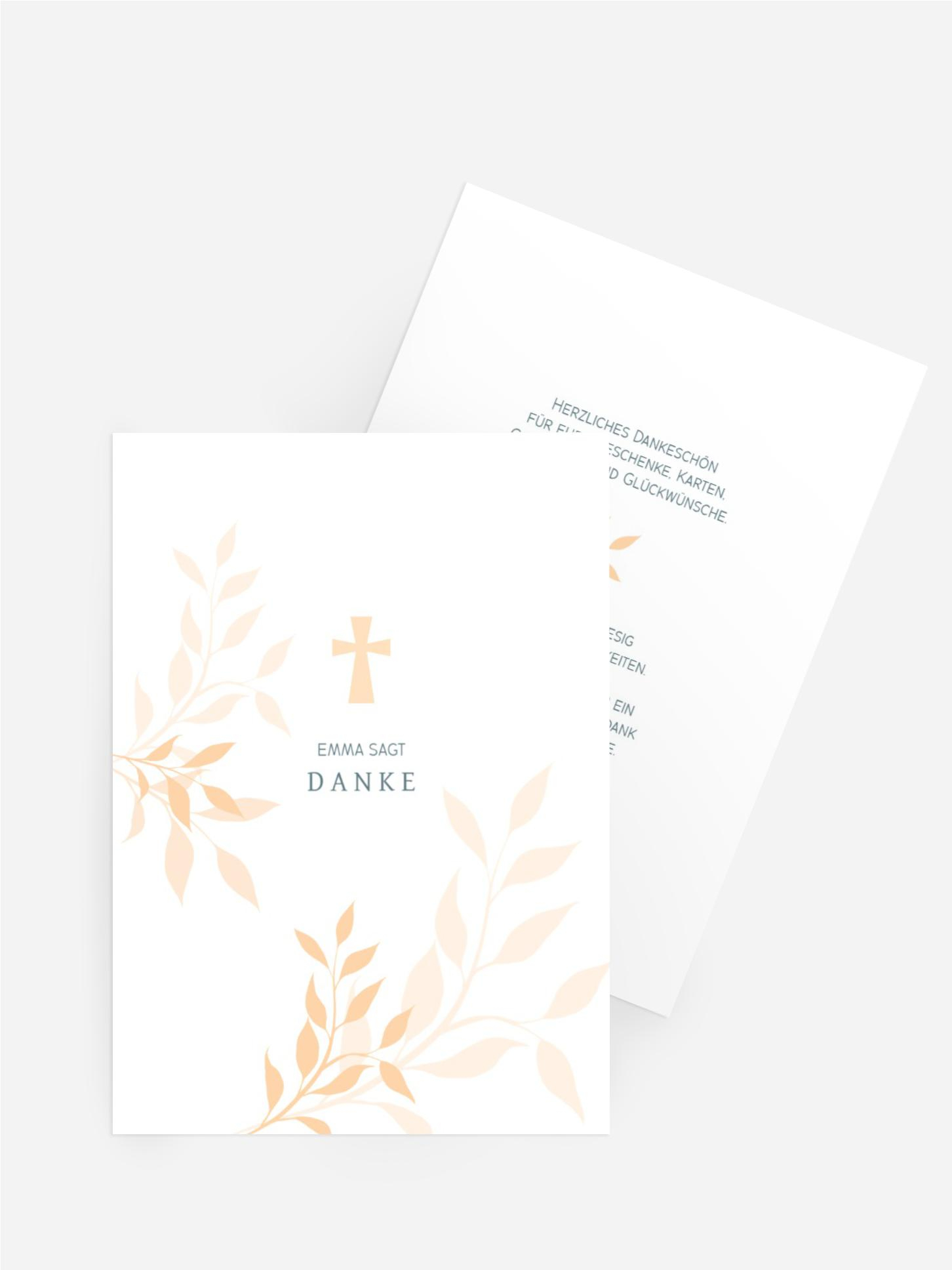 Dankeskarte Konfirmation Beiges Kreuz