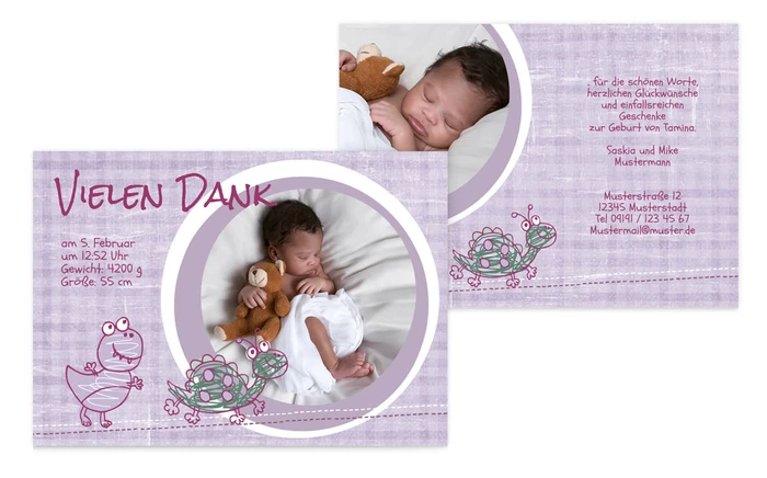 Geburt Dankeskarte Schildi