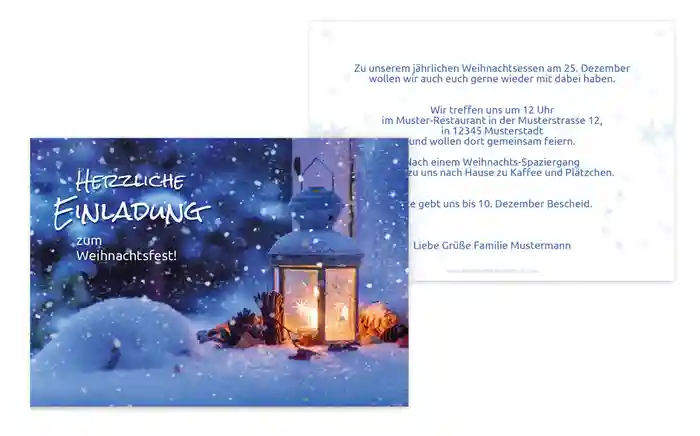 Einladung Weihnachten Privat Laterne