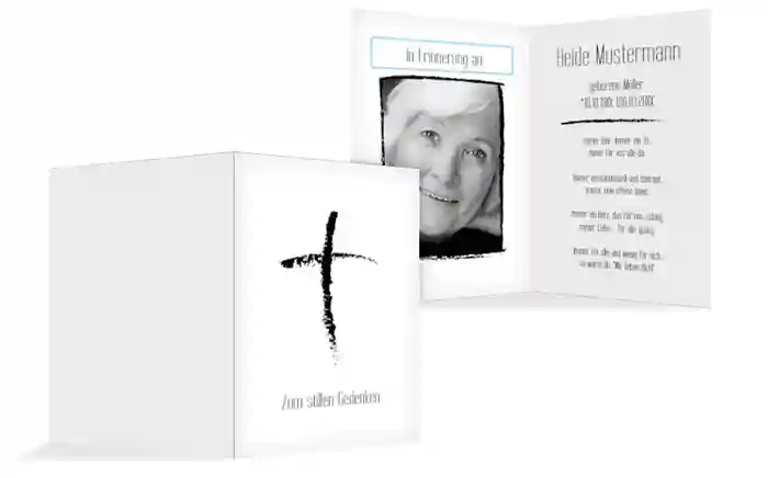 Sterbebildkarte Kreidekreuz