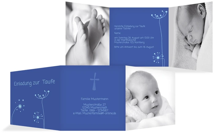 Taufkarte abstrakte Blumen