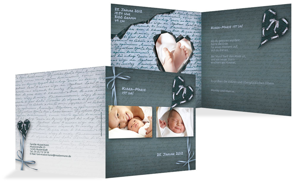 Babykarte Gedicht mit Herz