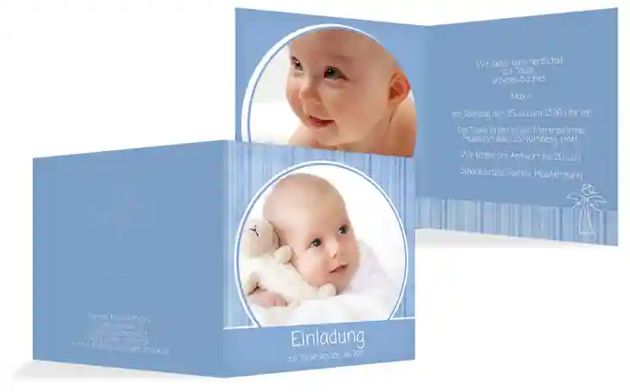 Einladungskarte Taufe Streifentapete