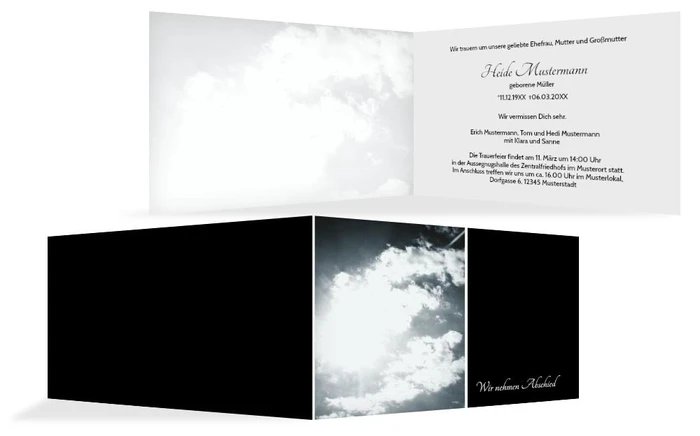 Trauerkarte Wolkenhimmel quer