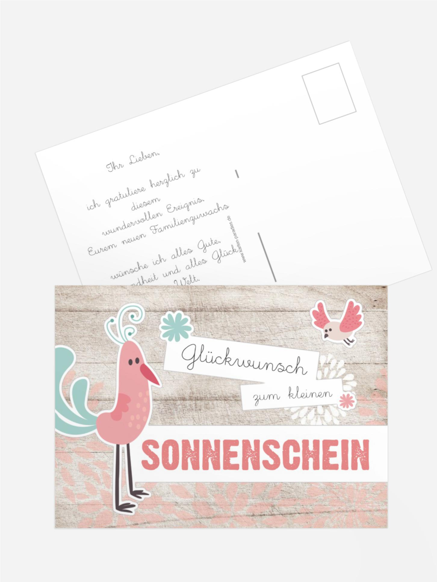 Glückwunschkarte zur Geburt Vögel