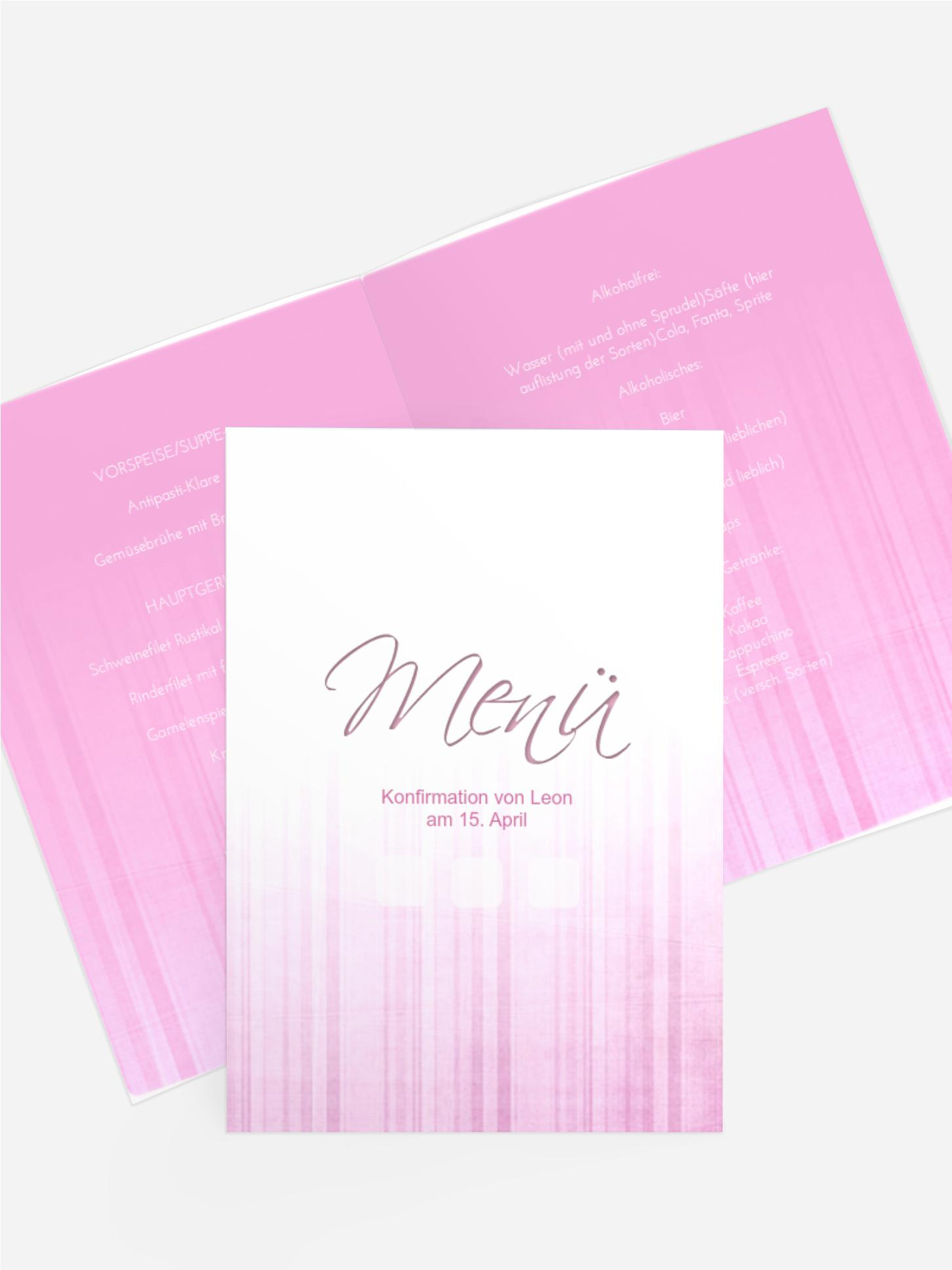 Menükarte Konfirmation White