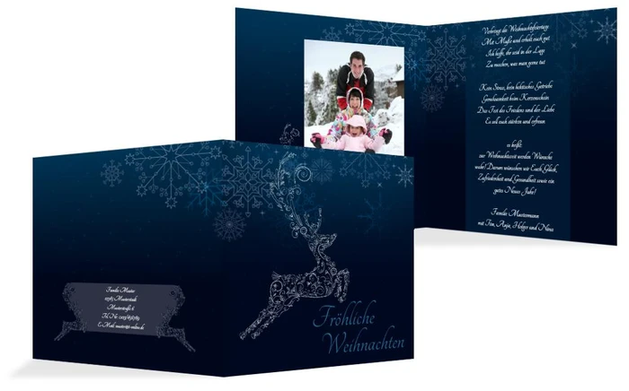 Foto Weihnachtsgrußkarte Schnörkelhirsch Foto Weihnachtsgrußkarte Schnörkelhirsch