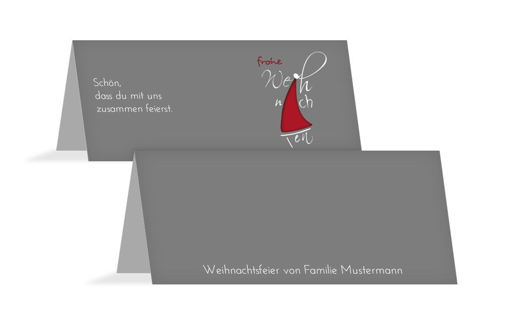Weihnachts Tischkarte Buchstabenmütze