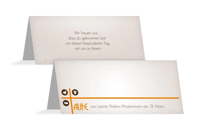 Tischkarte zur Taufe Taufkreuz
