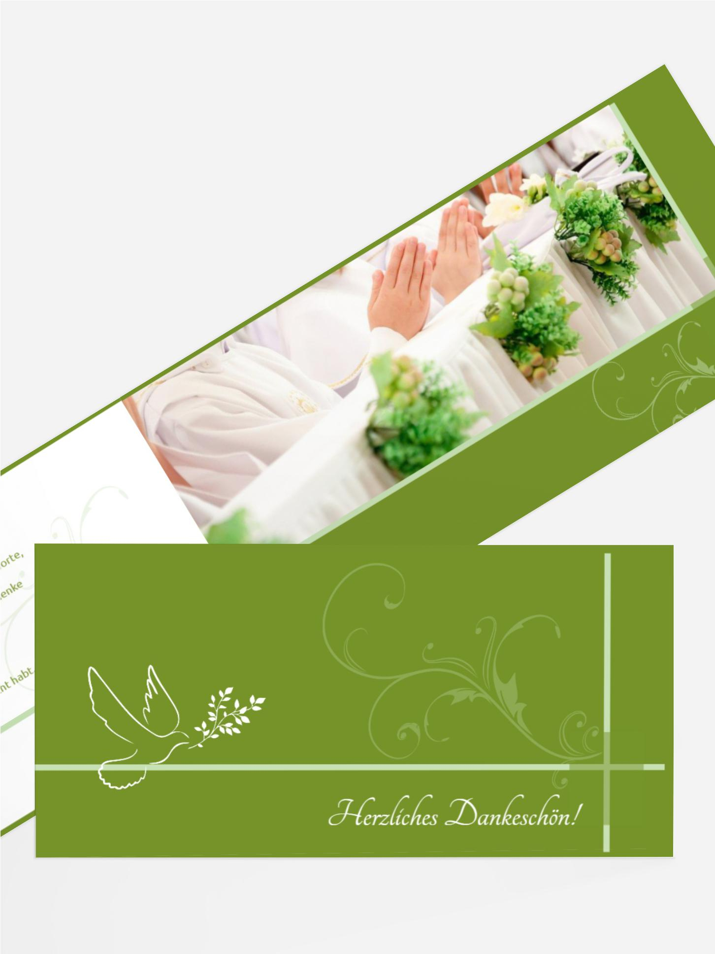 Dankeskarte zur Kommunion floral