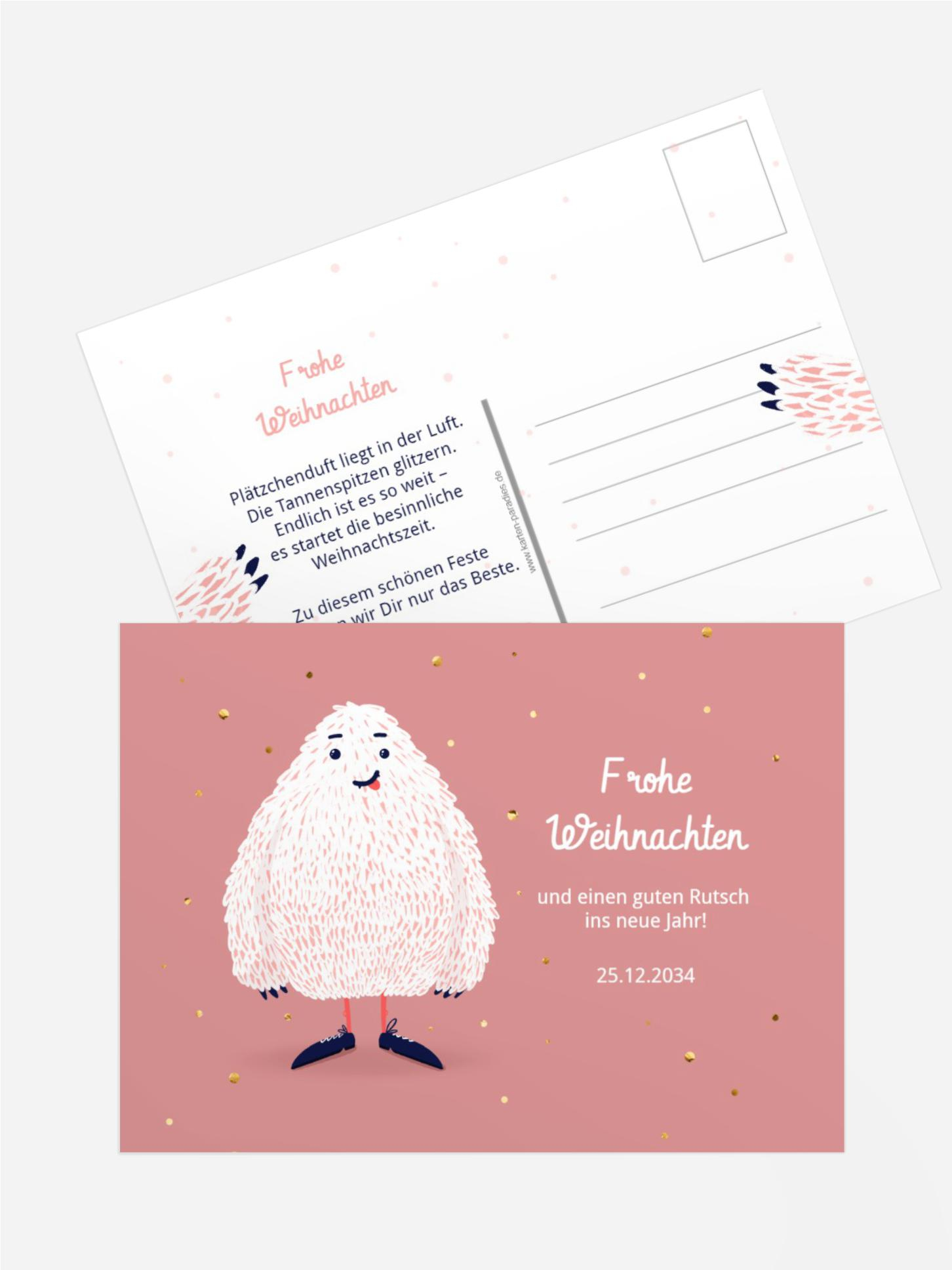 Weihnachtsgrußkarte Fröhliche Yeti Grüße