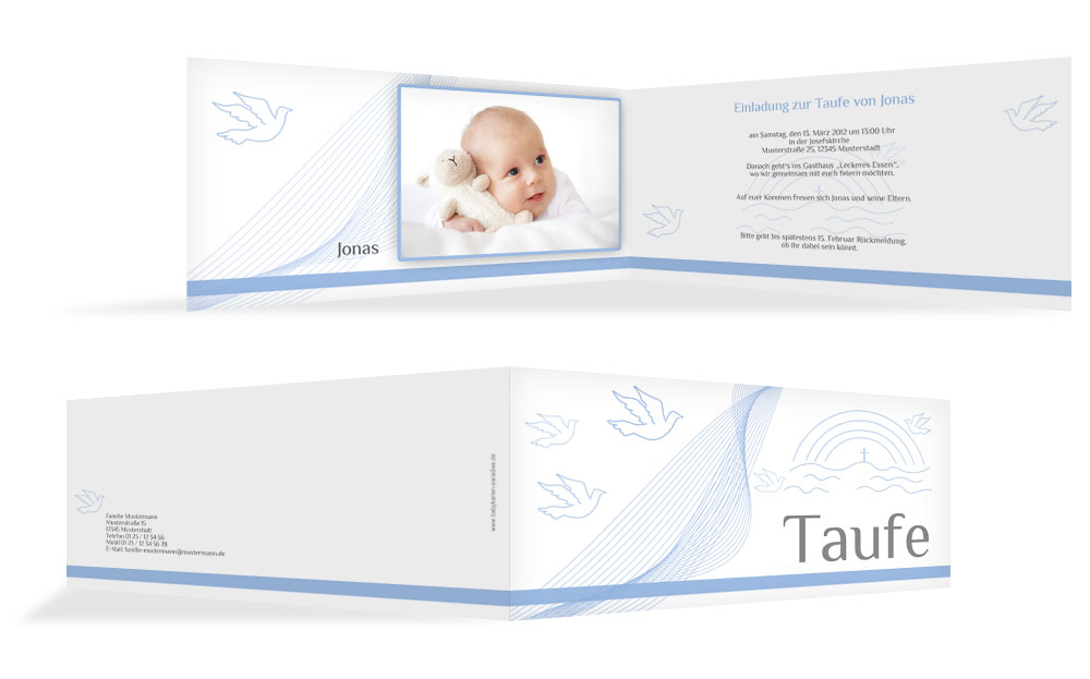 Taufe Einladungskarte Taube