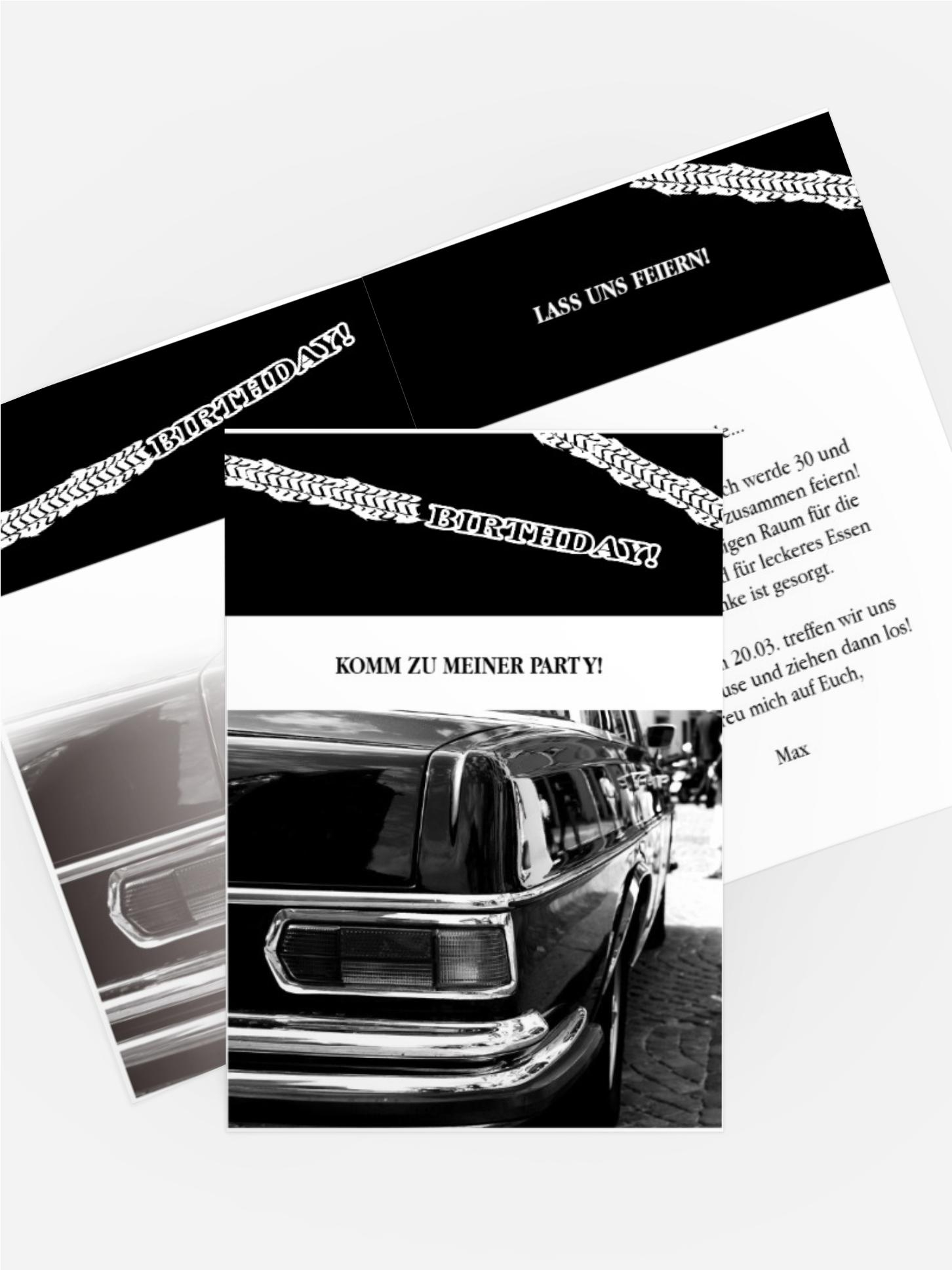 Geburtstagseinladung Reifenspur