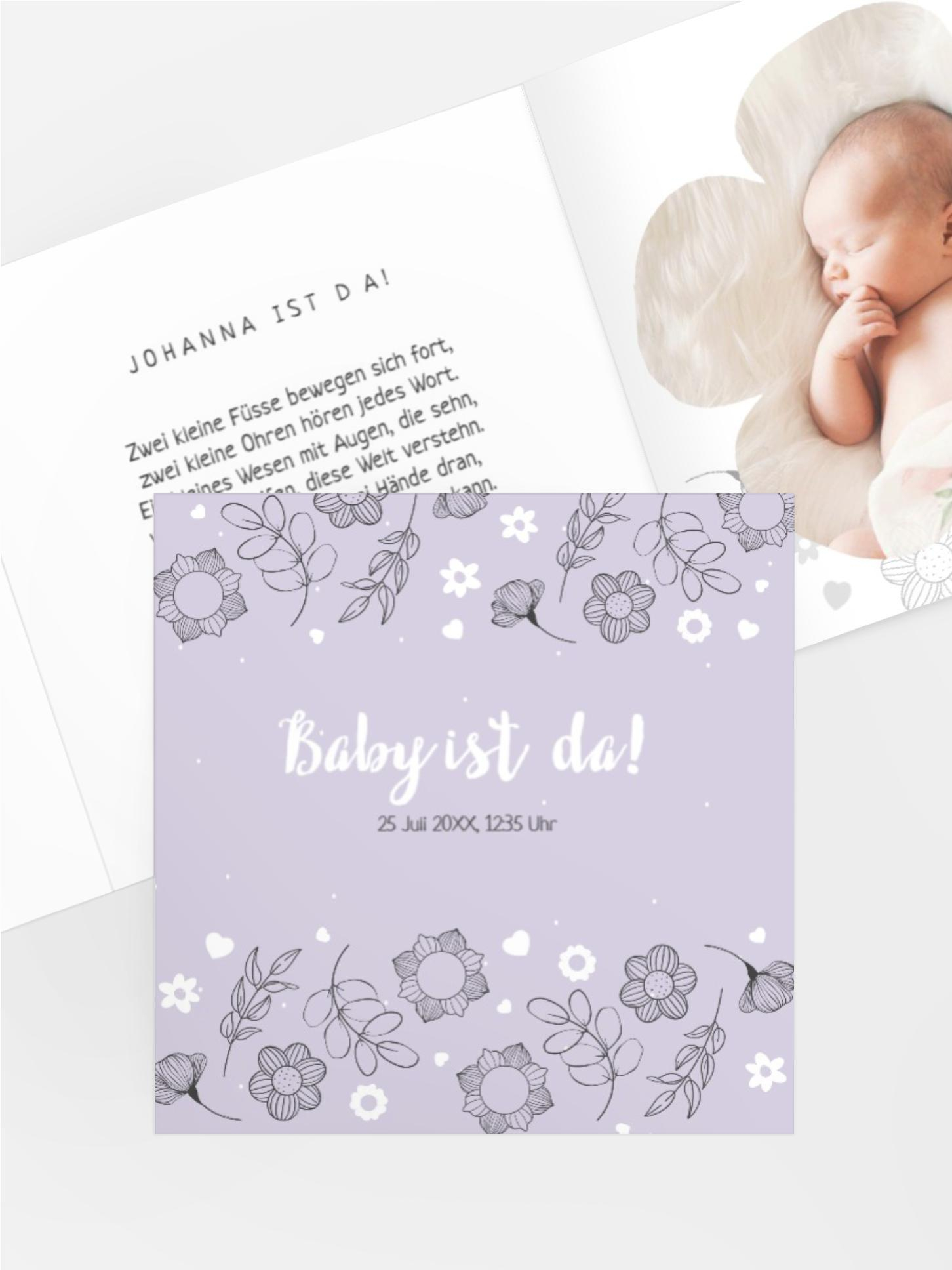 Geburtskarte Sommerblumenregen