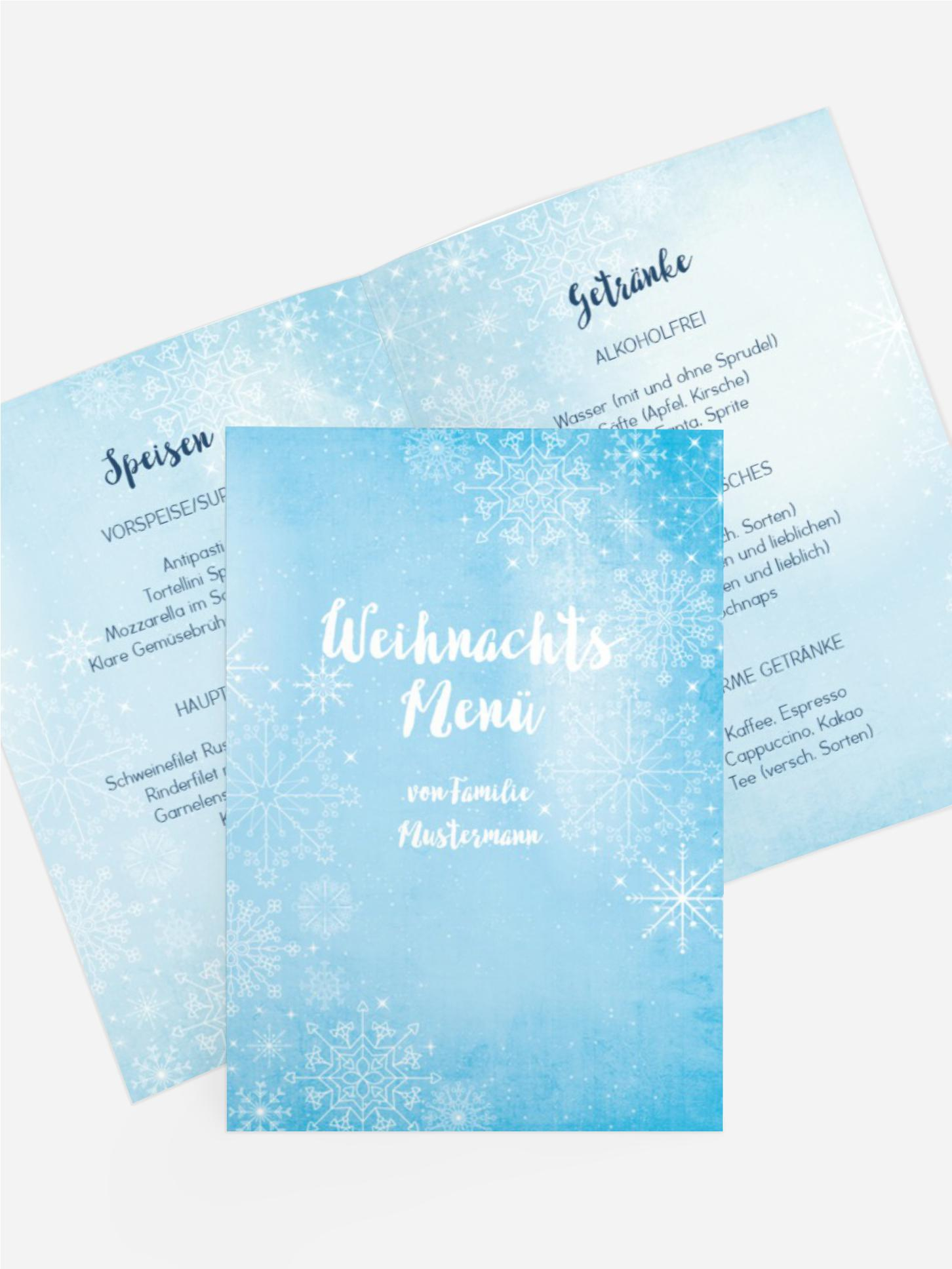 Weihnachtmenükarte Wintertraum Weihnachtmenükarte Wintertraum