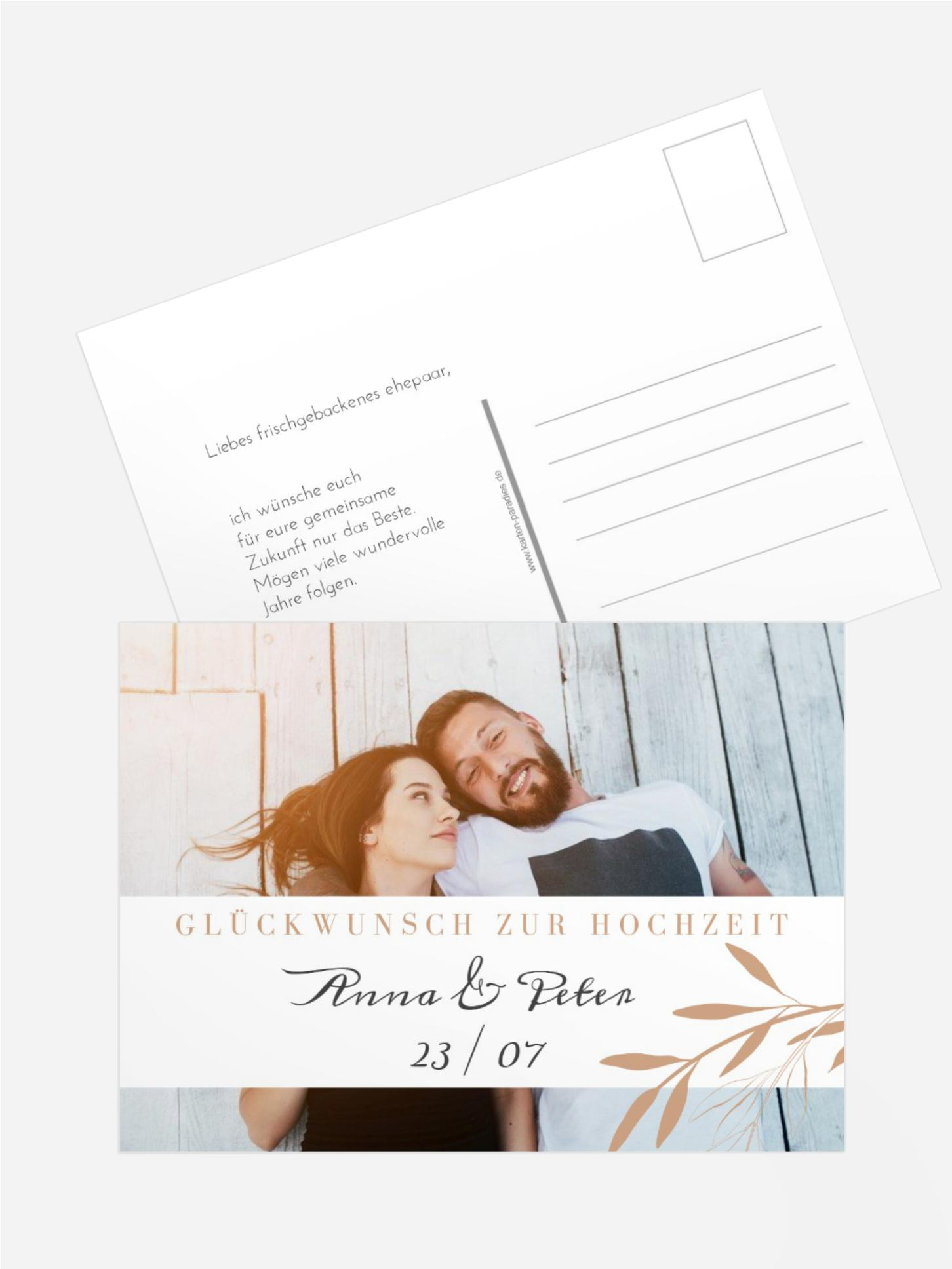 Glückwunschkarte zur Hochzeit Unzertrennlich