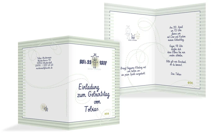 Einladungskarte Geburtstag kleiner Roboter Einladungskarte Geburtstag kleiner Roboter