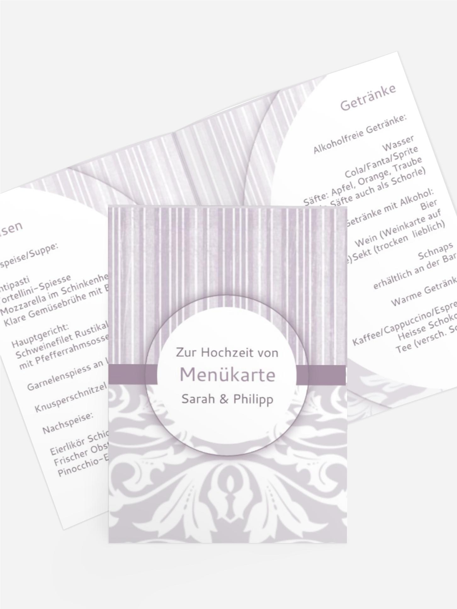 Menükarte Streifenzauber