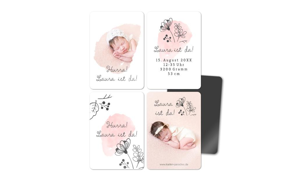 Fotomagnete zur Geburt Konturblumen