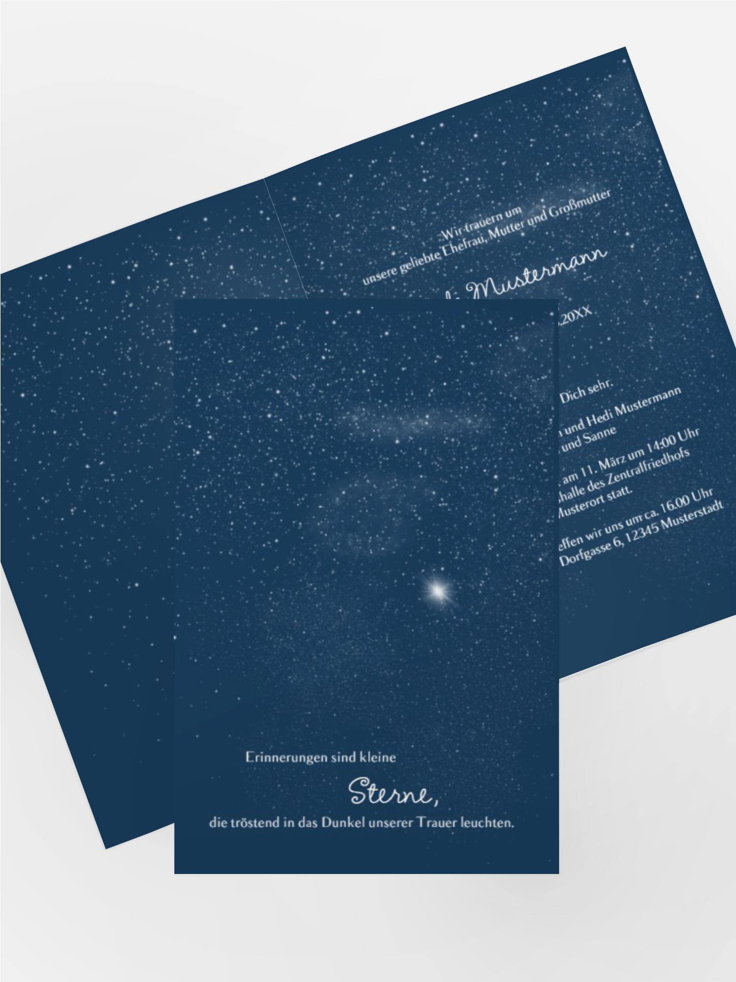 Trauerkarte starry sky hoch
