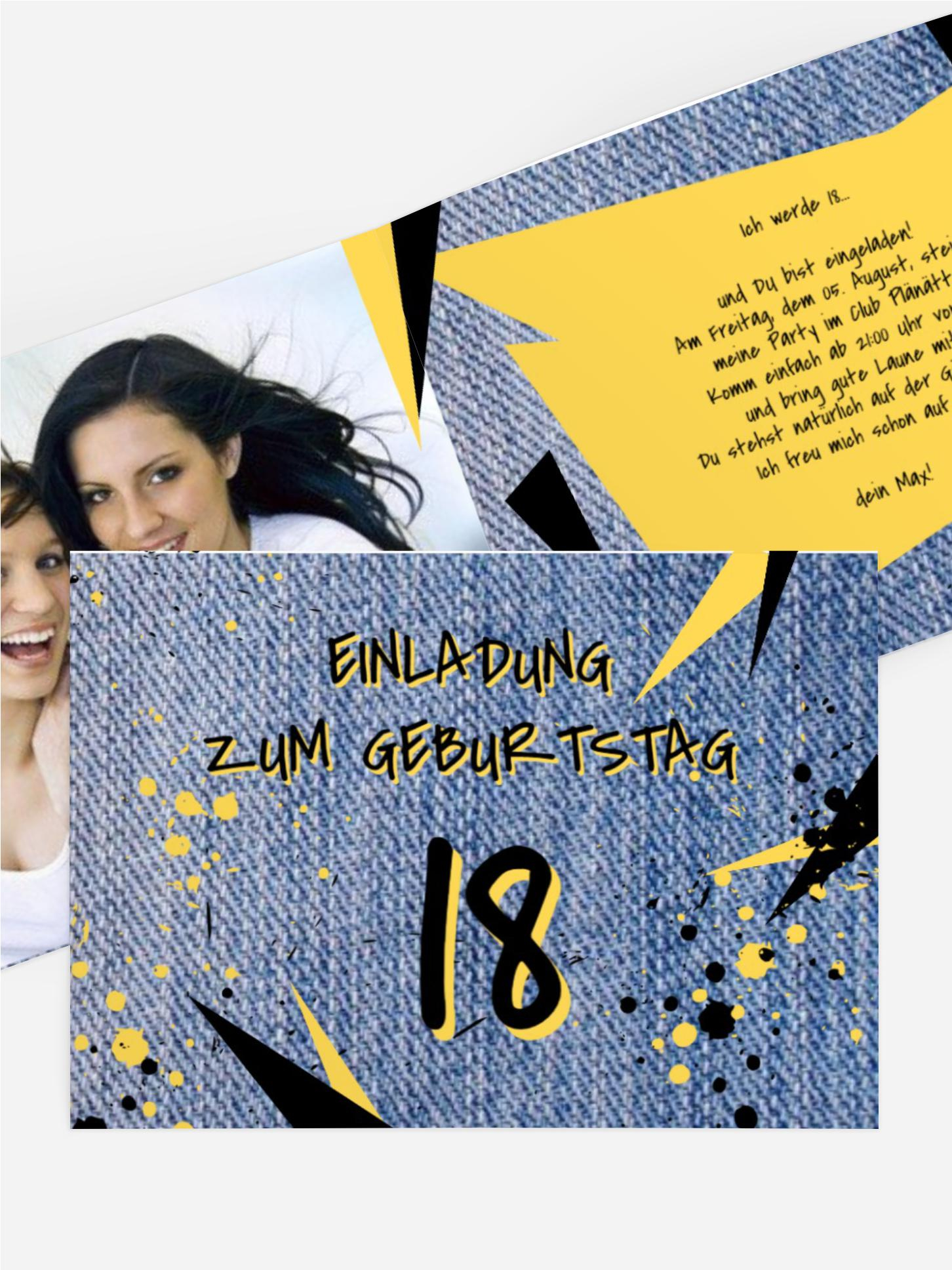 Einladung zum 18. Geburtstag Jeans Style Foto Einladung zum 18. Geburtstag Jeans Style Foto